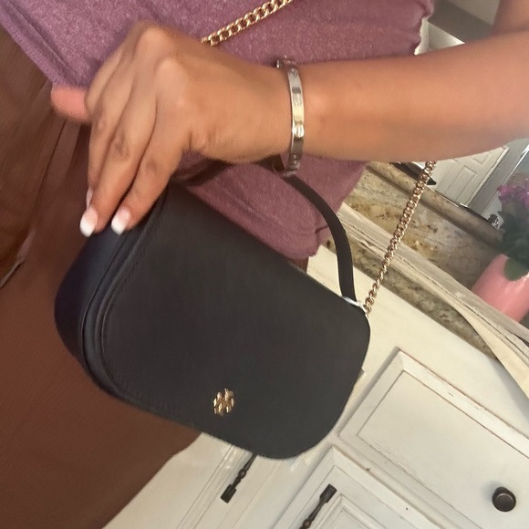 New Tory Burch Emerson Top Handle Women's Saffiano Leather Crossbody navy - Picture 7 of 9